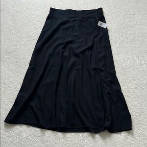Old Navy Black Midi A-Line Skirt Asymmetrical Slit